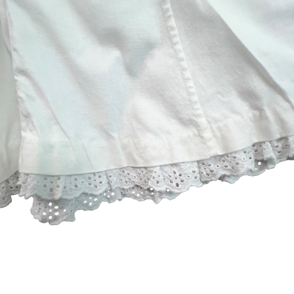 Intuitions Womens 12 White Linen Blend Maxi Skirt Eyelet Lace Trim Boho Fairy - Picture 7 of 13